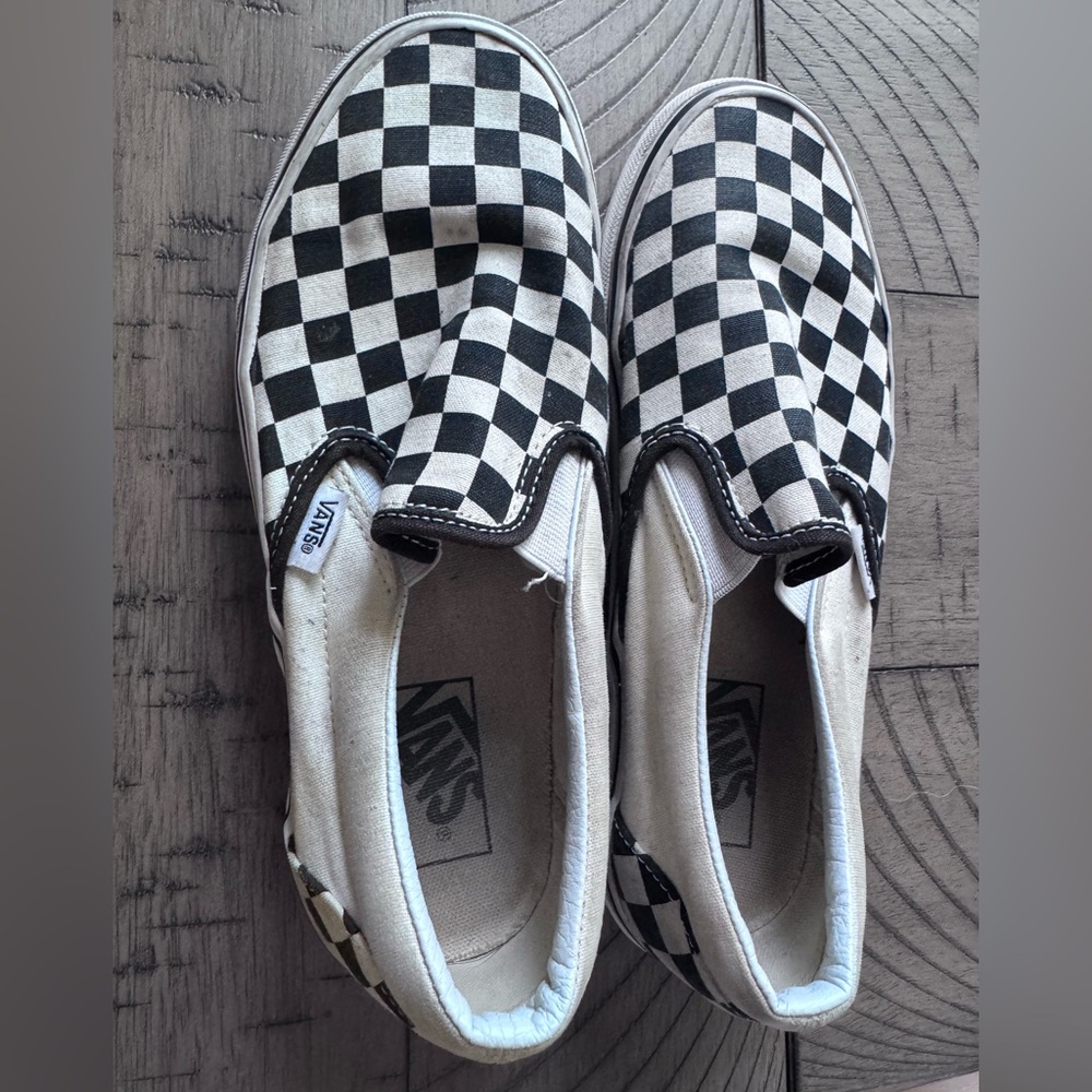 Vans Black and White Checkered Slip-On Sneakers